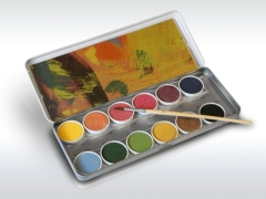 12x Wassermalkasten nawaro - Farbkasten von Oekonorm - Naturfarben Wasserfarben